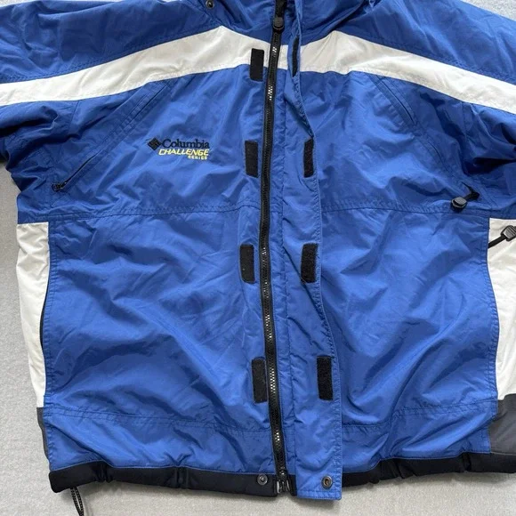 VTG Columbia Challenge Series Men's XL Blue Ski Jacket Hooded 90s Fleece Lined